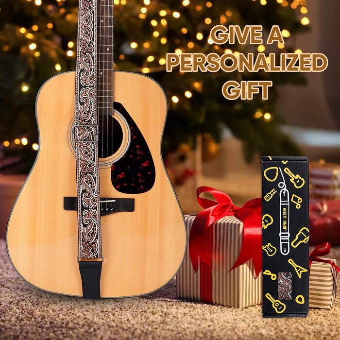 Гітарний ремінь Jacquard з вишитою бавовною та шкіряними кінцями для акустичної гітари (Gs-08-4 Brown Embroidery)