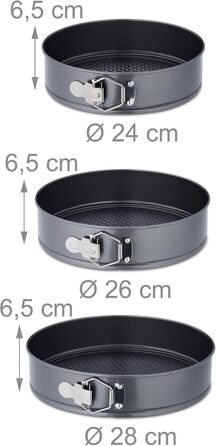 Набір форм для випічки Relaxdays, 6 шт., Ø 14-28 см, нержавіюча сталь, антипригарне покриття, антрацит