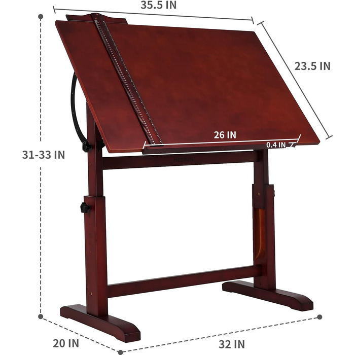 MEEDEN Adjustable Height Art Drawing Table - 90x60cm Painting Table for Artists, Studio Desk for Art, Writing, Reading
