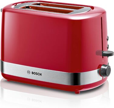 Bosch Compact Toaster ComfortLine TAT6A514, for 2 slices, integrated bagel attachment, with defrost/reheat function, 800W, red