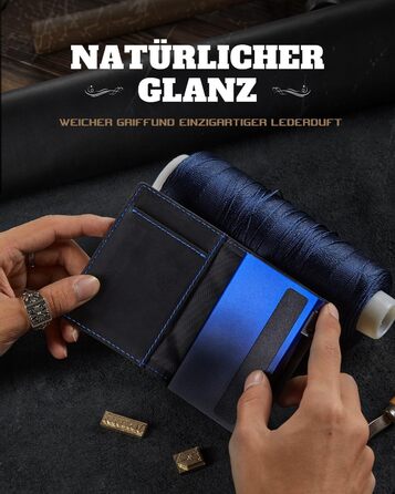 Портмоне DODENSHA® MagSnap для чоловіків з RFID захистом та відділенням для AirTag, картхолдер на 10+ карт, з монетницею, чорно-синій колір