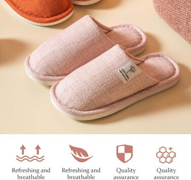 Зимові тапочки з льону, дихаючі, для дому, готелю, для жінок та чоловіків, неслизькі, рожеві, 38/39 EU
