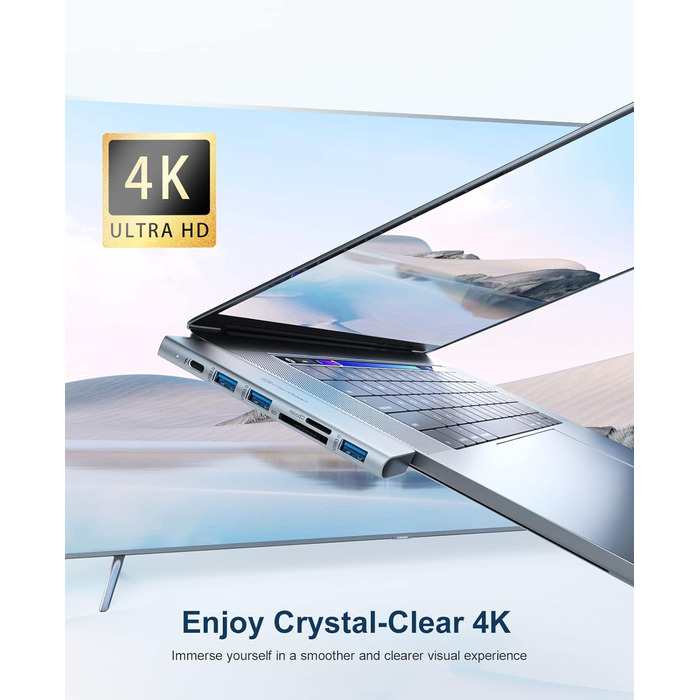 Док-станція USB C для MacBook та Windows, 3 монітори, Ethernet, 2 HDMI, VGA, PD3.0, SD/TF, 4 USB порти (UCN3317)