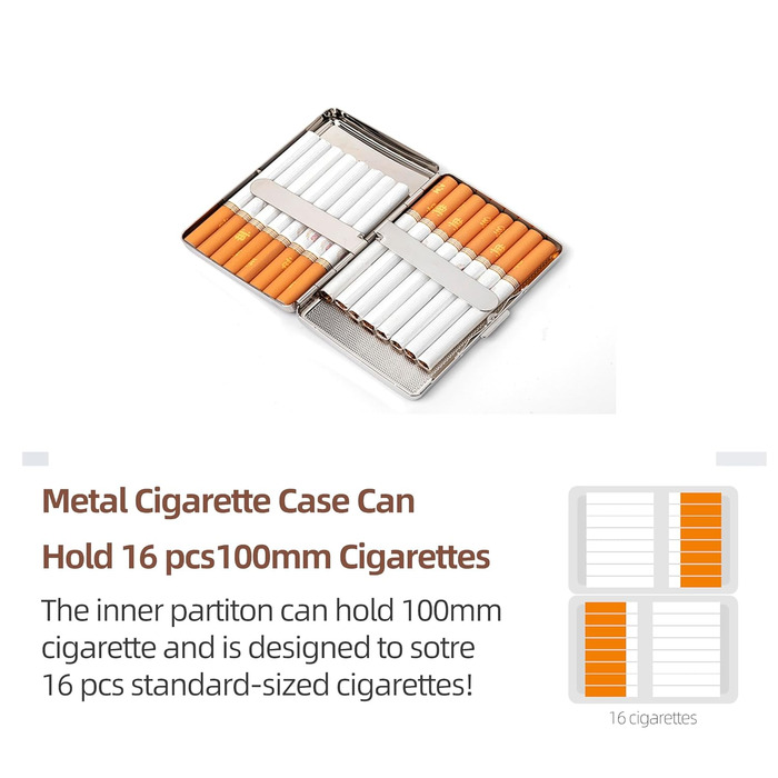 Металеве тютюноприладдя в ретро стилі: захисний кейс для сигарет на 20 шт (100mm) - чоловічий/жіночий