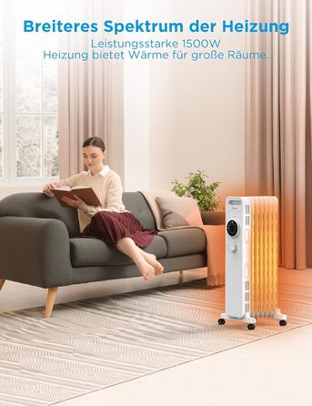 Електричний масляний радіатор Midea NY1507-22M 1500W, 7 секцій, з термостатом, білий