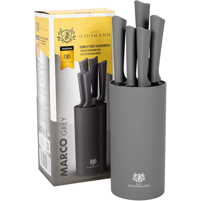 Набір ножів Karl Hausmann 5 предметів: набір ножів, ніжний блок, кухонні ножі з нержавіючої сталі (сірий)