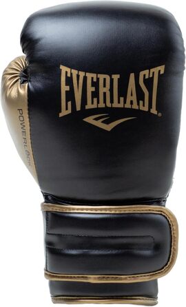 Боксерські рукавички Everlast Powerlock 2R, 12 oz, чорний/золотий – для спарингу, тренування на боксерському мішку, з підтримкою зап'ястя, 4-шаровий шар, оригінальна екіпіровка Everlast