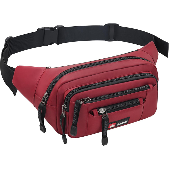 Водонепроникна поясна сумка-бананка для жінок та чоловіків, універсальна, на блискавці. Підходить для подорожей, походів та активного відпочинку на природі (червона)