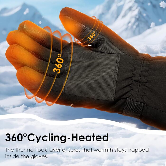 Обогріваючі рукавички Minthouz для жінок та чоловіків, 7.4V 3000mAh, з акумулятором, 6-шарова оболонка, 3 режими нагріву, сенсорний екран, для поїздок, водіння та спорту на відкритому повітрі