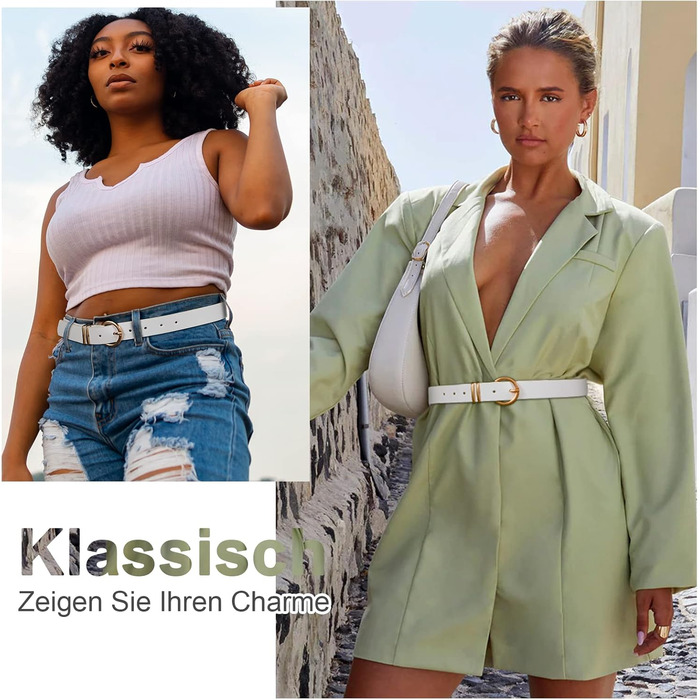 Жіночий шкіряний ремінь JasGood з золотою пряжкою, 120 см (підходить для талії 91-105 см)