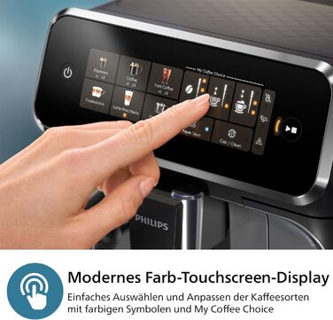 Philips 2300 Series Fully Automatic Coffee Machine - 4 Drinks, Modern Color Touchscreen Display, LatteGo Milk System, SilentBrew, 100% Ceramic Grinder, AquaClean Filter. Matte Black (EP2330/10) Latte Go 4 Coffee Specialties