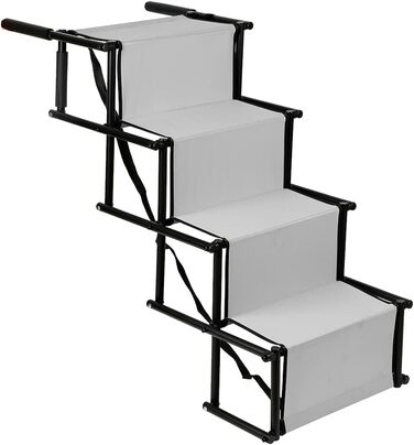 Зручна рампа для собак у автомобіль, підходить для великих та маленьких собак. Складана авто-драбина витримує вагу 90 кг (139*45*76 см - чорний/світло-сірий)