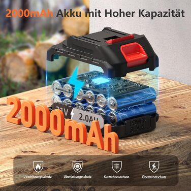 Акумуляторна міні-пила для саду та дерева 6 дюймів, 1000W безщітковий двигун, сумісна з Makita 18V, автоматичний змащувач, для обрізки гілок та дерева (1*2000mAh)