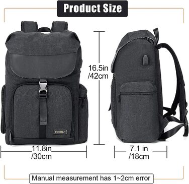 Сумка-рюкзак для камери Cwatcun: професійна, водонепроникна, для Canon, Nikon, Sony, Pentax, з відділенням для ноутбука 15.6