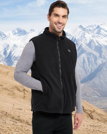 Обогревна жилетка для чоловіків, флісова жилетка з акумулятором 10000mAh, 6 нагрівальних панелей, для активного відпочинку, роботи на відкритому повітрі, зимова XL чорна