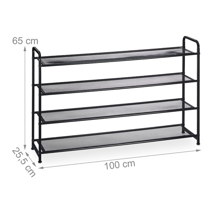 Relaxdays Metal Shoe Rack for 16 Pairs of Shoes