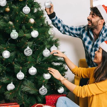 Срібні новорічні кулі - набір 16 шт, пластикові кулі для ялинки 6 см, прикраси для ялинки, опт