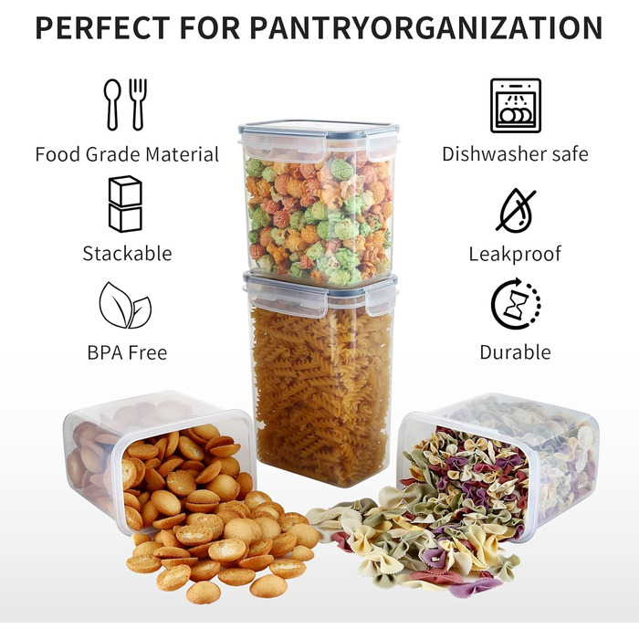 Набір контейнерів для їжі Hibisaws 12 шт. з кришкою, BPA-free, 100% герметичні, прозорі, 6 x 1L та 6 x 0.5L, для зберігання їжі та заморожування