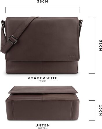 LEABAGS Чоловіча/Жіноча Лэптоп-сумка Oxford з Екошкіри, 15 дюймів – Месенджер, Робоча сумка, Сумка через плече, 38x31x10 см