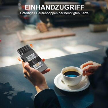 Чоловічий гаманець TOYFID з відділом для AirTag, 12 слотів для карток, відділення для паперових грошей, RFID захист, швидкодіюча кнопка виштовхування, алюміній, сірий