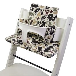 Подушка-накидка BambiniWelt для стільчика Stokke Tripp Trapp, 2-елементний комплект, 15 кольорів, змінне сидіння, бежево-коричневі тварини