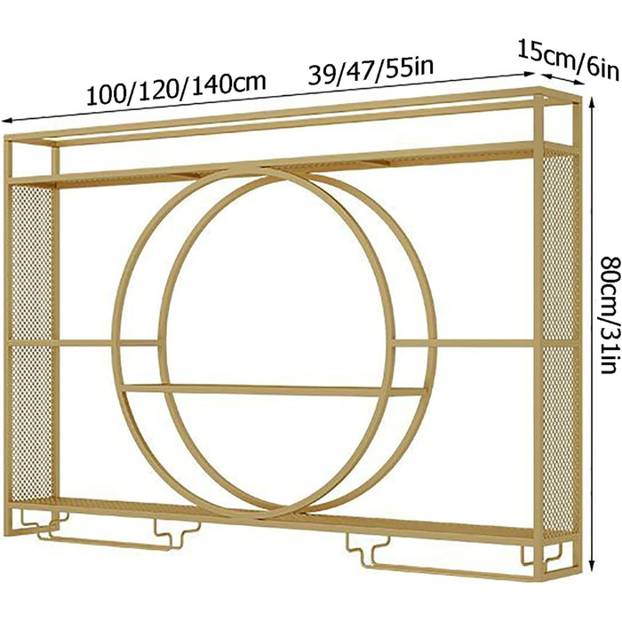 Сучасна вітрина для вина з металу, настінна, для дому, ресторану, бару (100см), 100 x 15 x 80 см
