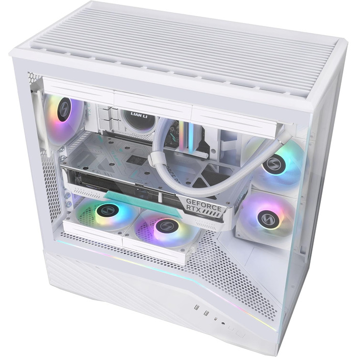 Корпус для ПК Lian Li Vector V100 – ATX Midi Tower з Tempered Glass, RGB-підсвічуванням, 4x 120мм вентилятори, підтримка радіатора 360мм, GPU до 415мм, Back Connect, білий