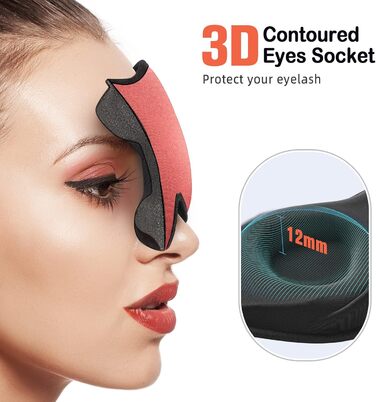 Маска для сну LitBear для тих, хто спить на боці (Кораловий) Чорний