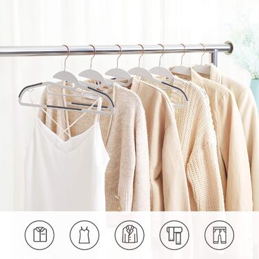 Набір вішалок SONGMICS 30 шт., для костюмів, з пластику, преміум-якість, антиковзаюче покриття, економія місця, 0,5 см товщина, гачок рожевого золота, поворот на 360°, ширина 41,5 см, світло-сірий + темно-сірий