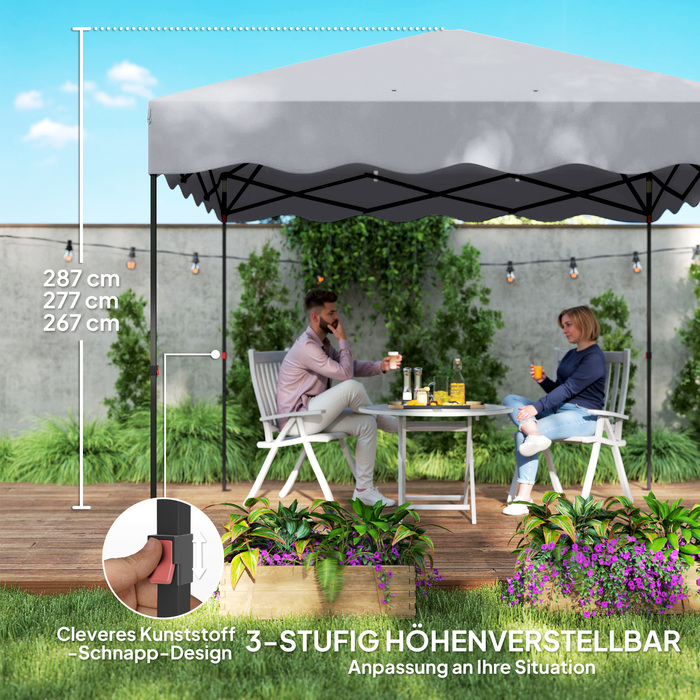 Outsunny Gazebo approx. 3x3m, water-resistant, stable, winter-proof, pop-up folding gazebo with UV protection 50+, foldable party tent, garden tent with carrying bag, garden gazebo for camping and garden, light grey | Aosom