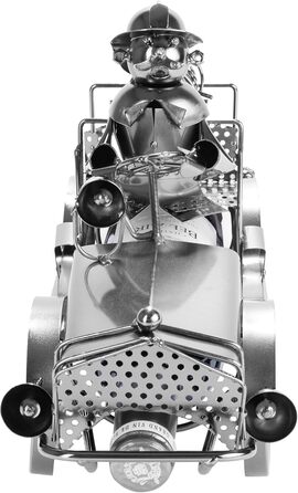 BRUBAKER Wine Bottle Holder Fire Truck Metal Sculpture with Gift Card