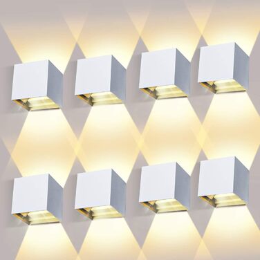 LED-стінні світильники LEDMO 4 шт. для внутрішнього та зовнішнього використання, регульований світловий потік, тепле біле світло, IP65, вологостійкі, чорні