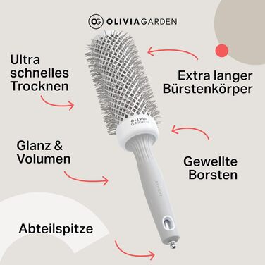 Кругла щітка Olivia Garden Expert Blowout Speed з керамічним покриттям, великий діаметр, для швидкої сушки волосся