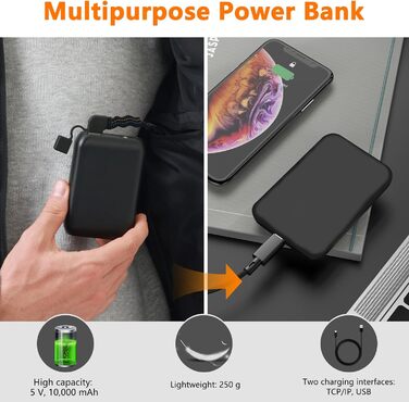 Обогрівальний жилет для чоловіків та жінок з акумулятором 10000mAh - жилет з 5 зонами обігріву, 3 режими температури, подвійне керування для зимових активів на відкритому повітрі, XXL, чорний