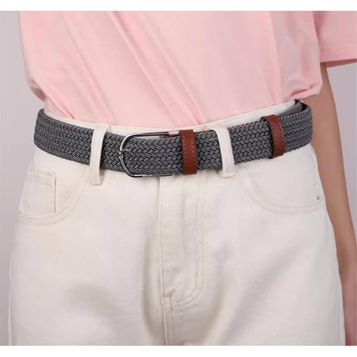 Багатокольоровий тканинний еластичний ремінь для жінок та чоловіків, плетений гольф-ремень, для джинсів, спортивних штанів, темно-зелений для розміру талії 38'-42'