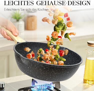 Набір кухонного посуду GiPP з кришкою, антипригарне покриття з кераміки, набір каструль та сковорідок для всіх типів плит, (сірий, 14-ти частинний)