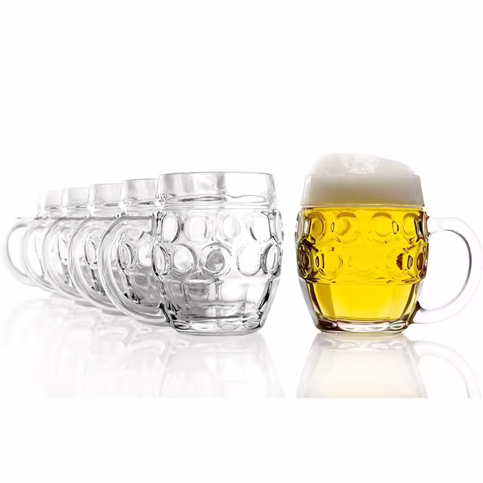 Oberglas Tübingen Eye Can Beer Mug without Pressure Pad/Sign I 6-Piece Beer Mug Set, 500 ml with Fill Line I Stable Beer Mug I Soda Lime Glass Beer Glasses I Beer Stein Dishwasher Safe