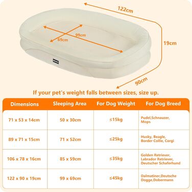 Ортопедичне ліжко для собак, ліжко-софа для собак з підковоподібною подушкою, неслизьке дно, кошик для собак, знімний та пральний, середні та великі породи, 106 x 79 x 17 см (122 x 90 x 19 см), бежевий