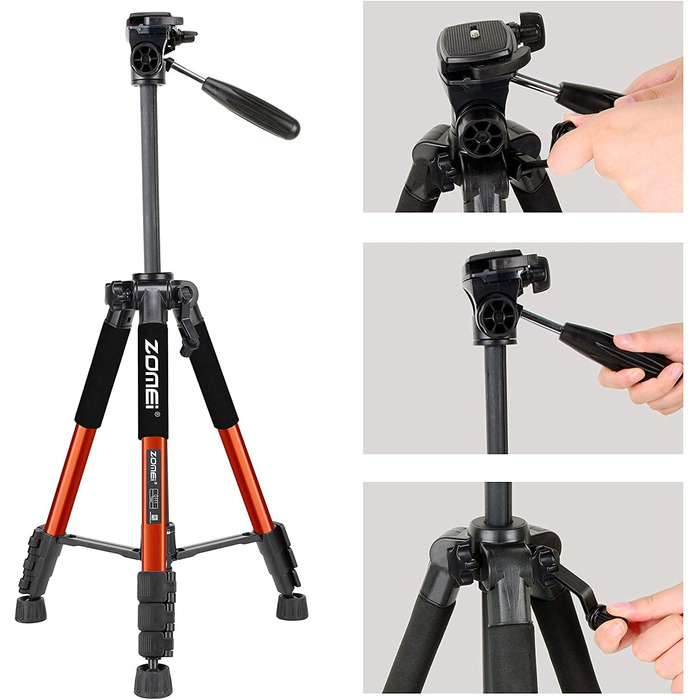 Штатив ZOMEI Q111 для камери та смартфона, алюмінієвий, 47-140 см (Orange)