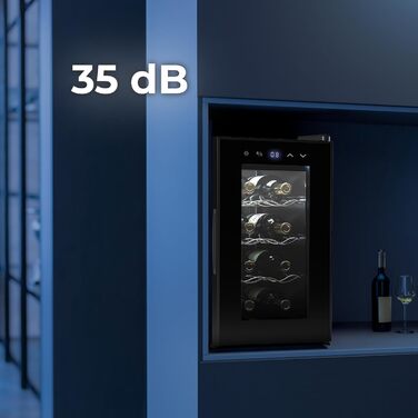 Cecotec Bolero Grandsommelier 830 Coolcrystal 8-Bottle Wine Refrigerator - Thermoelectric Cooling, Adjustable Temperature (8-18°C), Touch Control, LED Interior, Eco-Friendly Gas