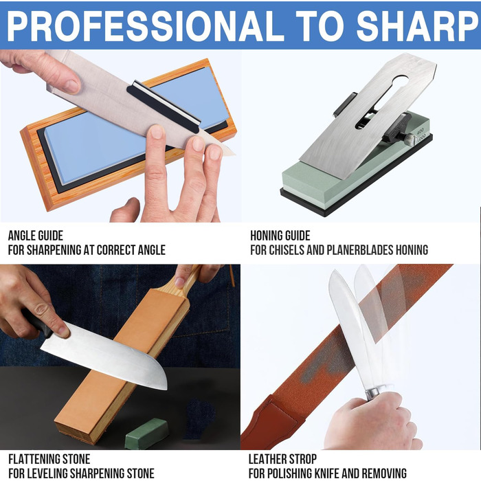 Набір для заточування ножів Vuwo Schleifstein 400/1000 грінь - 2-в-1, з підставкою, для професійного заточування