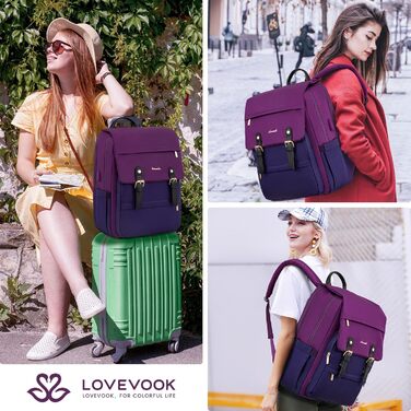 LOVEVOOK Рюкзак для жінок, рюкзак для ноутбука 15.6 дюймів, водонепроникний, для роботи, навчання, подорожей, стильний, бежево-коричневий, універсальний
