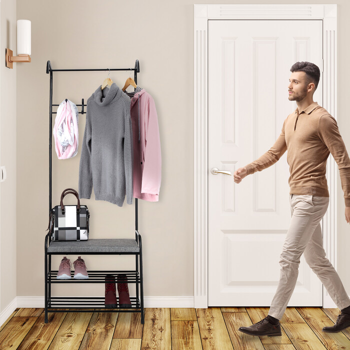 Relaxdays Wardrobe with Shoe Storage & Bench