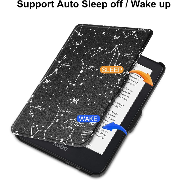 Чохол-книга HGWALP для Tolino Shine 5/Shine Color/Shine 4 та Kobo Clara Colour/Clara BW/Clara 2E eReaders, преміум-якість, авто-ввімкнення/вимкнення (Constellation)