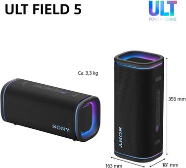 Sony ULT Field 5 – Портативна Bluetooth колонка з ULT Power Sound, IP67 (водонепроникна, пилозахищена, ударостійка), 12 год роботи, білий