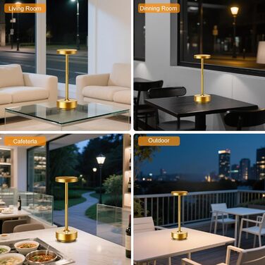 Настільна лампа бездротова LED Golden IP54 для вулиці та дому, акумуляторна 5000mAh, диммується, сенсорна, 3 кольори світла