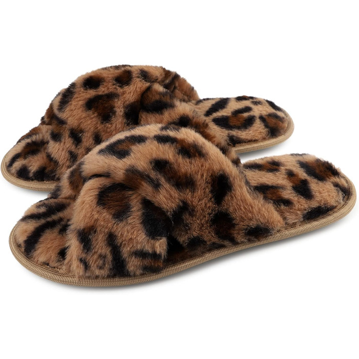 Жіночі плюшеві домашні тапочки Riehmot, розмір 40/41 EU, леопардовий принт