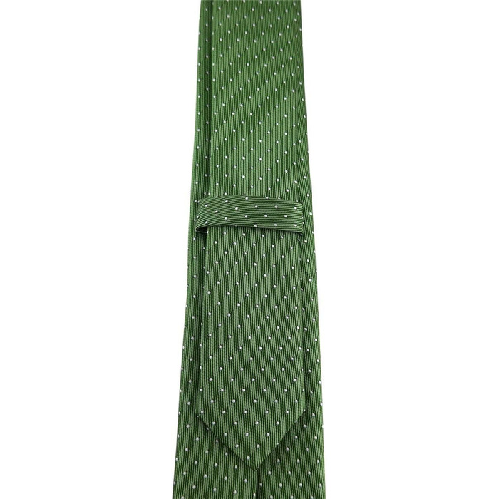 Краватка шовкова TigerTie вузька, зелено-срібляста в горошок | Дизайнерська краватка
