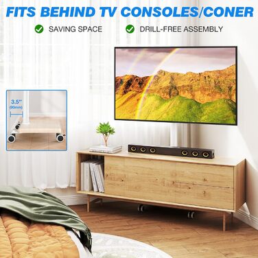 Підставка для телевізора мобільна на коліщатках з поличкою, 27-60 дюймів, до 40 кг, VESA 400x400, бежевий