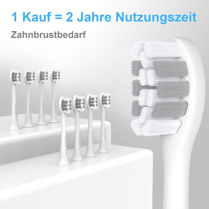 Електрична зубна щітка для дорослих з акумулятором 240 днів, 8 насадок, 3 режими, таймер 2 хв, IPX7 водонепроникна, біла